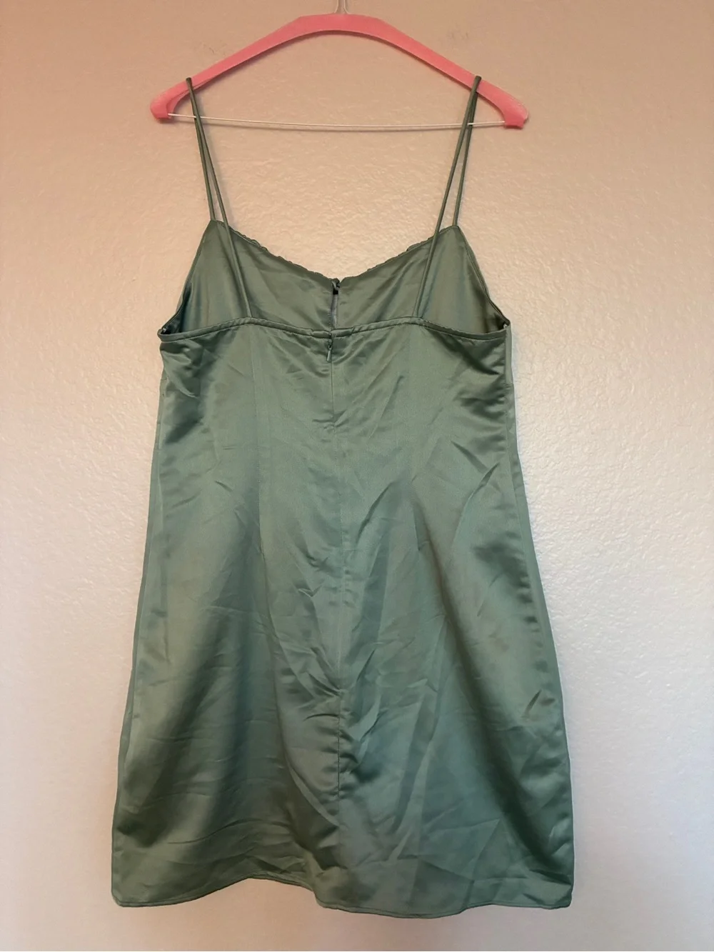 Topshop Silky Sage Green Satin Slip Dress Size 10 Party Cocktail Y2K Babydoll